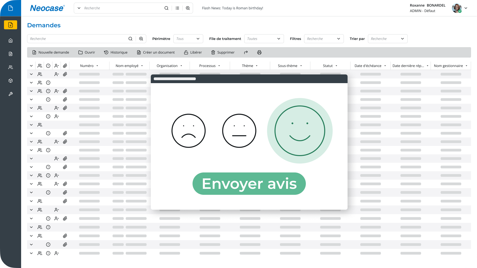 Proposition s'affiche sur l'ecran du logiciel SIRH : laissez un avis